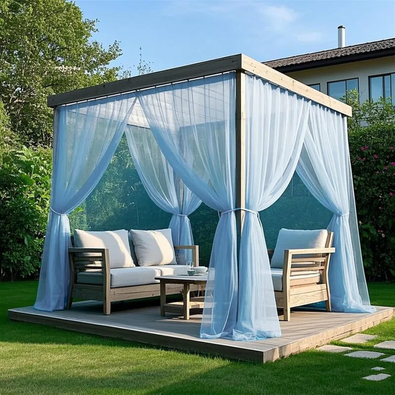 1/4PC Outdoor Terrace Courtyard Mosquito Net Cover Camping Patio Gazebo Anti-Mosquito Insect Proof Mesh Shelter for Garden