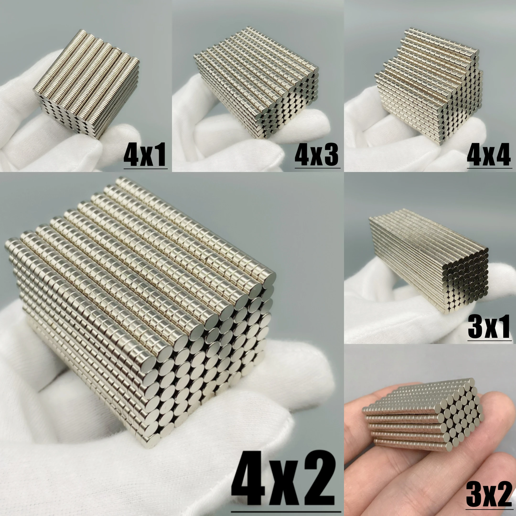 50-2000pcs Standard Size 3x1 3x2 4x1 4x2 4x3 4x4mm N35 NdFeB Magnet Round Shape Office Fridge Magnets 3mm 4mm Magnetic Materials