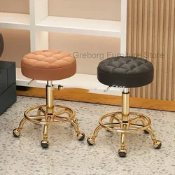 Sedia da barbiere professionale per salone di bellezza sedia ausiliaria per Pedicure dorata rotonda per unghie Spa Lounge rotante Silla De barero Furniture