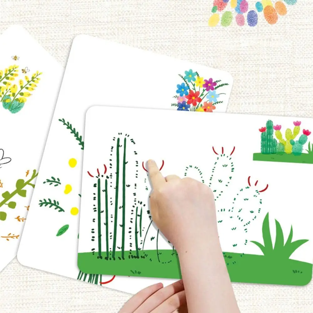 12/24 لون فنجر مجموعة الطلاء دهان داي الكرتون نمط إصبع طباعة الحبر لعبة تلوين الكتب تعلم مونتيسوري لتقوم بها بنفسك الكتابة على الجدران #2