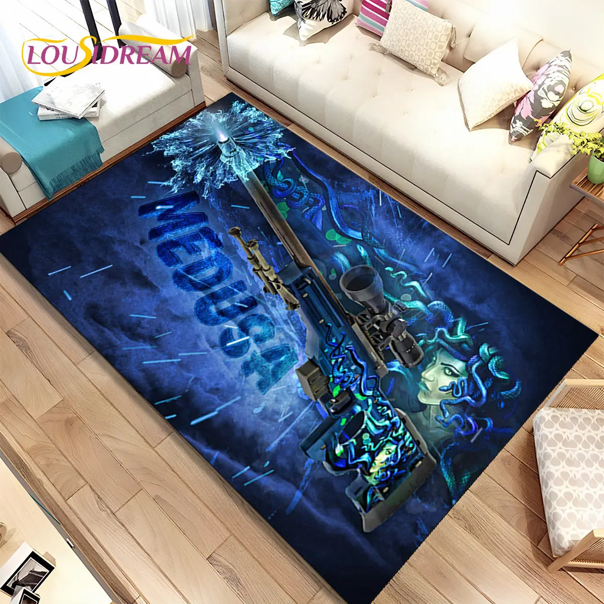 3D Assault Rifle Pistol Gun CS M4 AK USP Game Area Rug,Carpet for Home Living Room Bedroom Sofa Doormat Decor,Non-slip Floor Mat