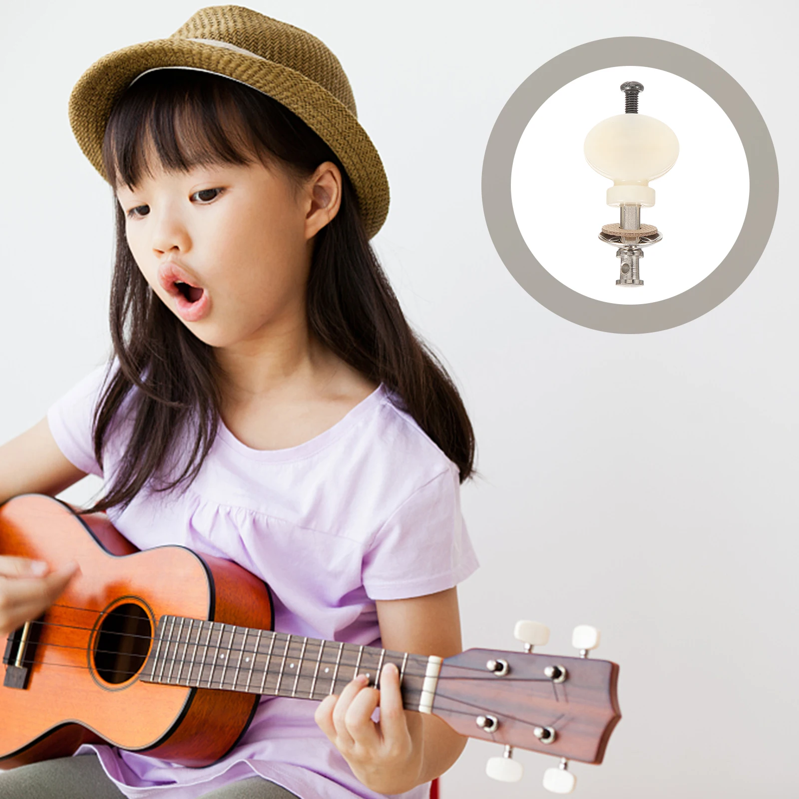 

4pcs Ukulele String Stud Pegs White Plastic Adjustable Height Straight Rod Design Easy Operate Tuner for Instruments