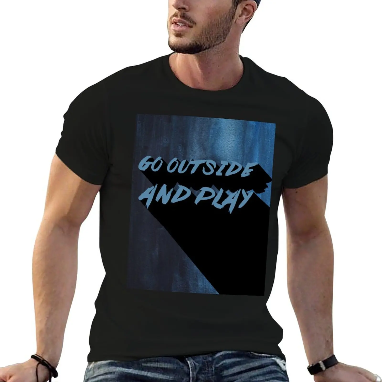 GO OUTSIDE AND PLAY T-Shirt anime shirts graphic tees blue archive men clothing