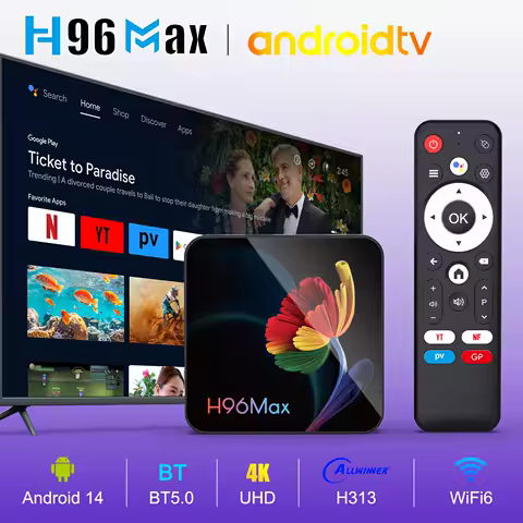 H96 MAX H313 Smart TV Box Android 14 TV Box 4K@60fps 100M/LAN Dual Wifi6 BT5.0 Google Voice Assistant Media Player Set Top Box