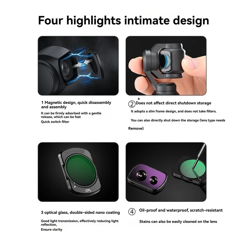 AT12 Magnetic Effect Filter Set  Adjustable ND/CPL Filter With HD Multi Coated Optical Glass