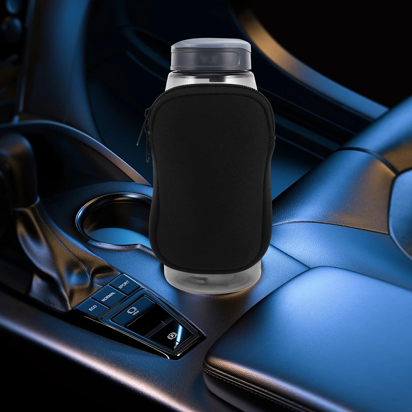 

Car Cup Holder For 40Oz Straw Cups Portable Neoprene Bottle Sleeve With Storage Pocket Black Water Bottle Pouch Bag Mug Holder
