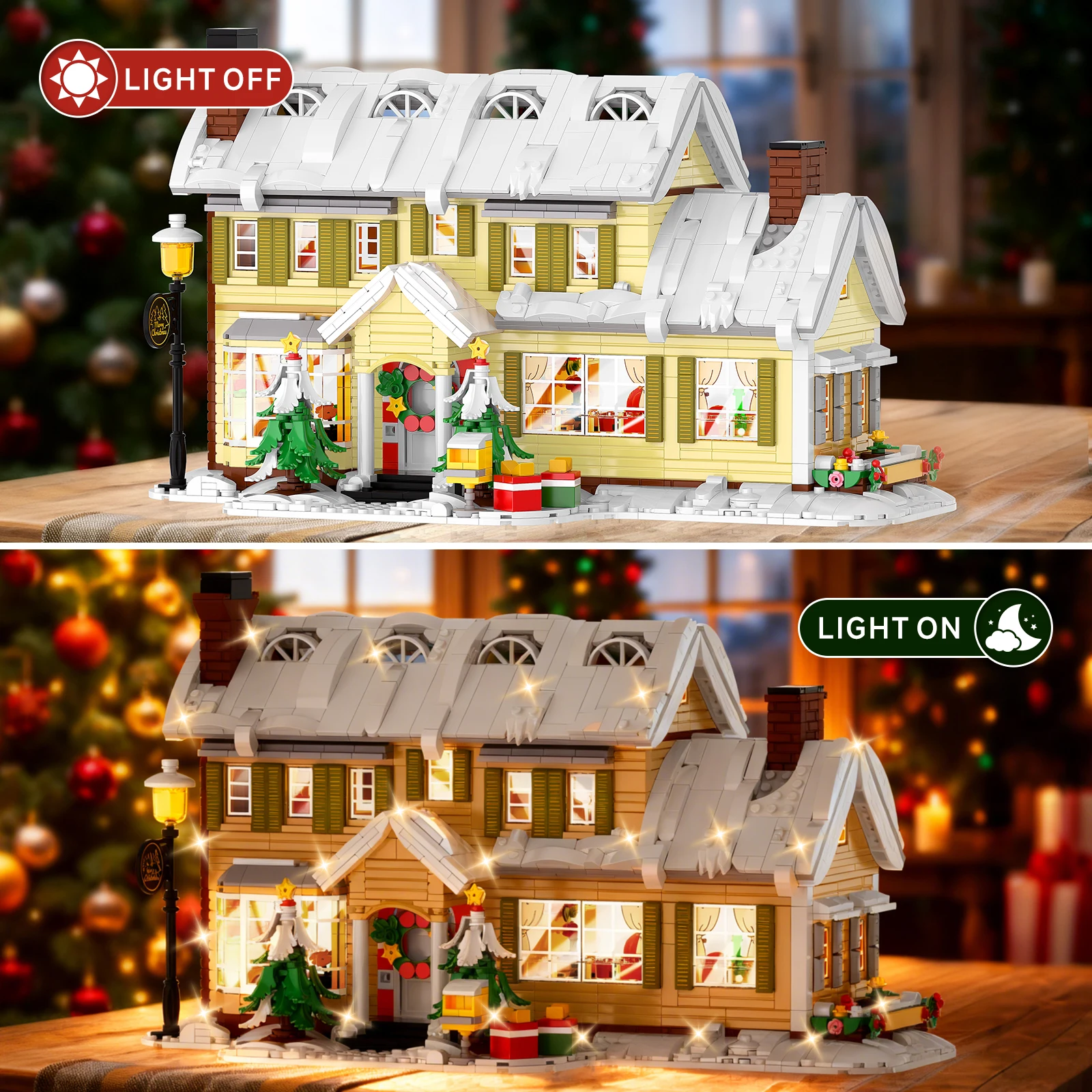 مجموعة مكعبات بناء منزل عيد الميلاد الكبيرة لعام 2046 قطعة - نموذج مشهد DIY، ديكورات احتفالية، ربط عائلي، أفضل هدية عيد الميلاد #4