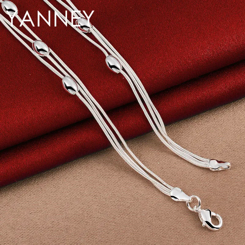 Charm 925 Sterling Silver 18 Inches Bead Chain Necklace Fashion Women Men Wedding Party Punk Accessories Jewelry image 4