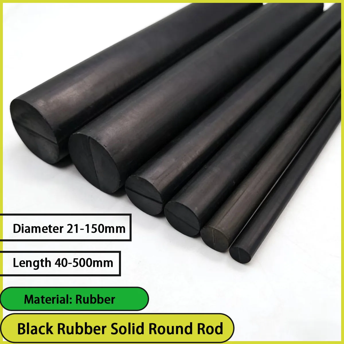 A black rubber solid round rod with a diameter of 21-150mm is used for mechanical seals, cushion blocks, etc
