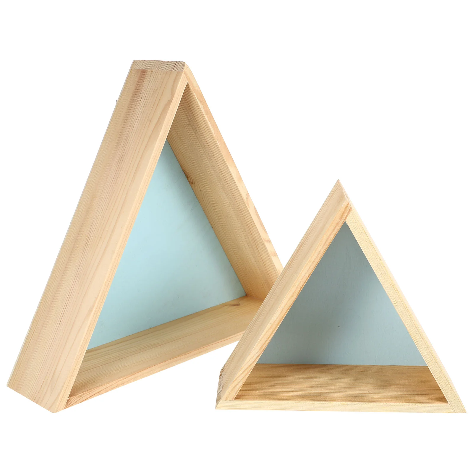 2 Pcs Decor Storage Shelves Children's Room Shelf Triangle Wall Rack Multifunction Decorative Blue Wooden Wall-mounted