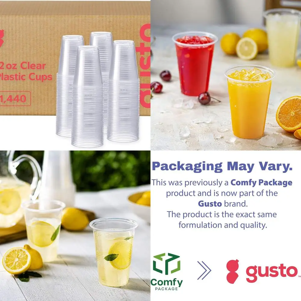 

Pack of 1440 - 12 oz Clear Plastic Cups, Disposable for Parties, BPA-Free, Durable Polypropylene Cups