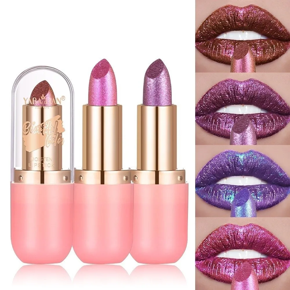 Caneta labial nova sexy diamante batom à prova dwaterproof água de longa duração hidratante brilho labial mudança de cor não-desvanecimento caneta labial presente