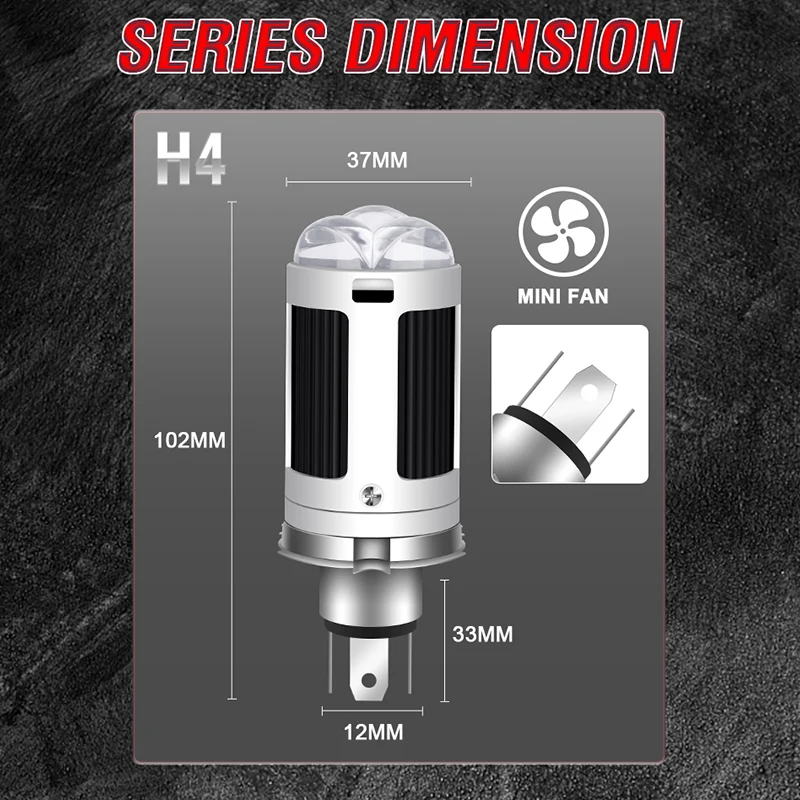 DualVision H4 Bi Mini LED Headlight Bulb Projector Lenses Canbus Plug and Play High Low Beam 6000K Car Headlamp Auto Diode Lamp