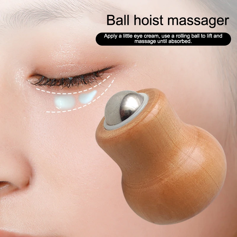 Houten gezichtsmassage Roller Iron Ball Massage Tools Mini draagbare gezichtsmassager Huidverzorgingshulpmiddelen Gemakkelijk schoon te maken en te gebruiken