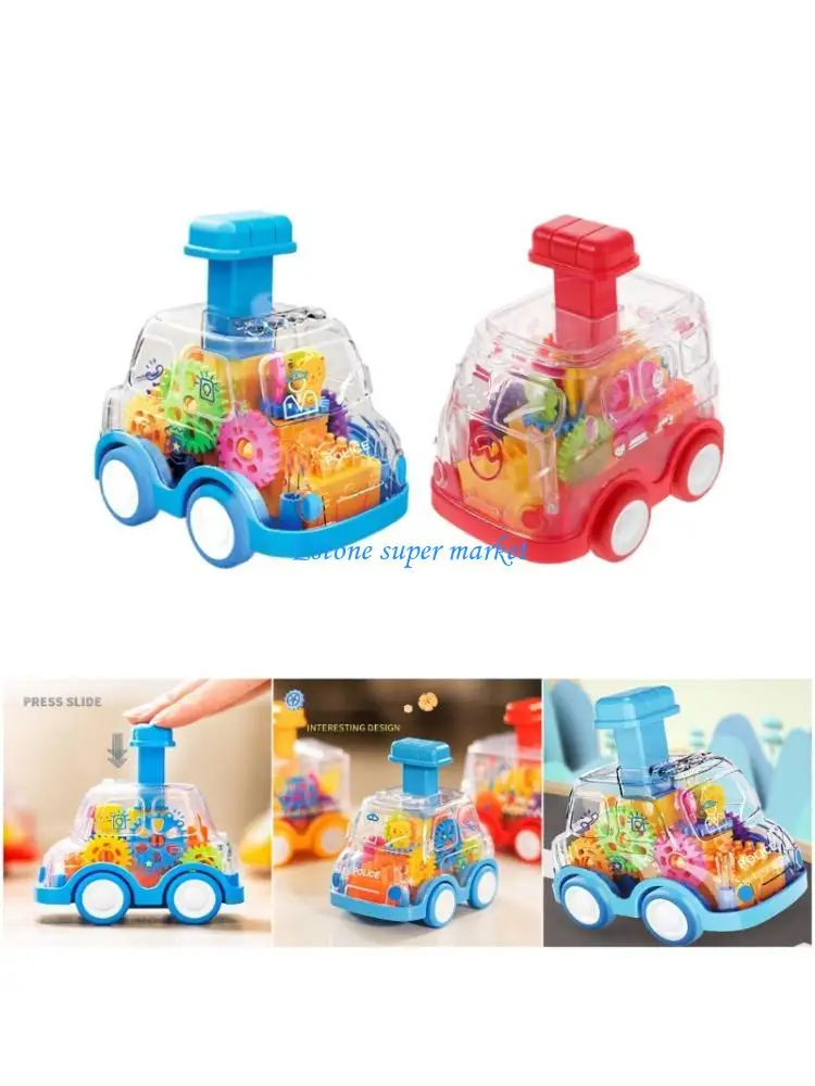 

090B STEM обучающая игрушка-автомобиль Push and Go, 2 шт., автомобиль с прозрачным механизмом и активируемым нажатием