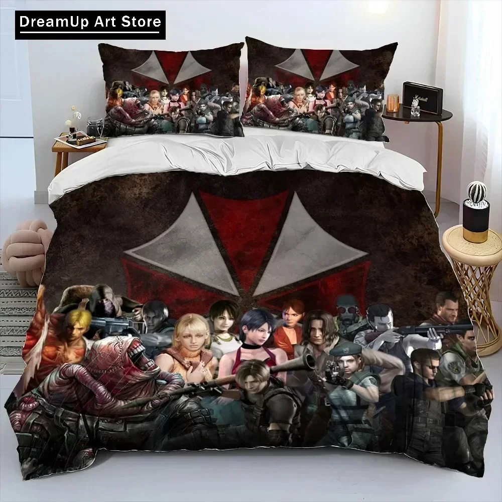 ثلاثية الأبعاد R-Resident Evil Games ألعاب المعزي طقم سرير ، غطاء لحاف طقم سرير غطاء لحاف المخدة ، الملك الملكة حجم طقم سرير الأولاد