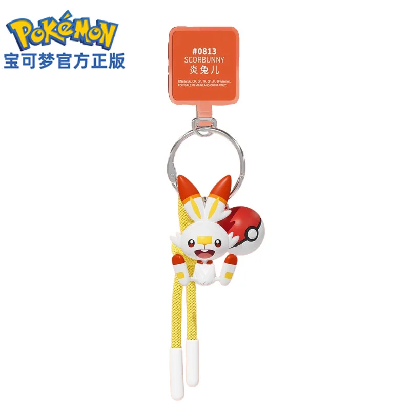 Genuino Pokemon Scorbunny Portachiavi Grookey Riolu Sobble Wobbuffet Cubone Anime Action Figure Giocattolo Portachiavi Fragranza Ciondolo Regalo
