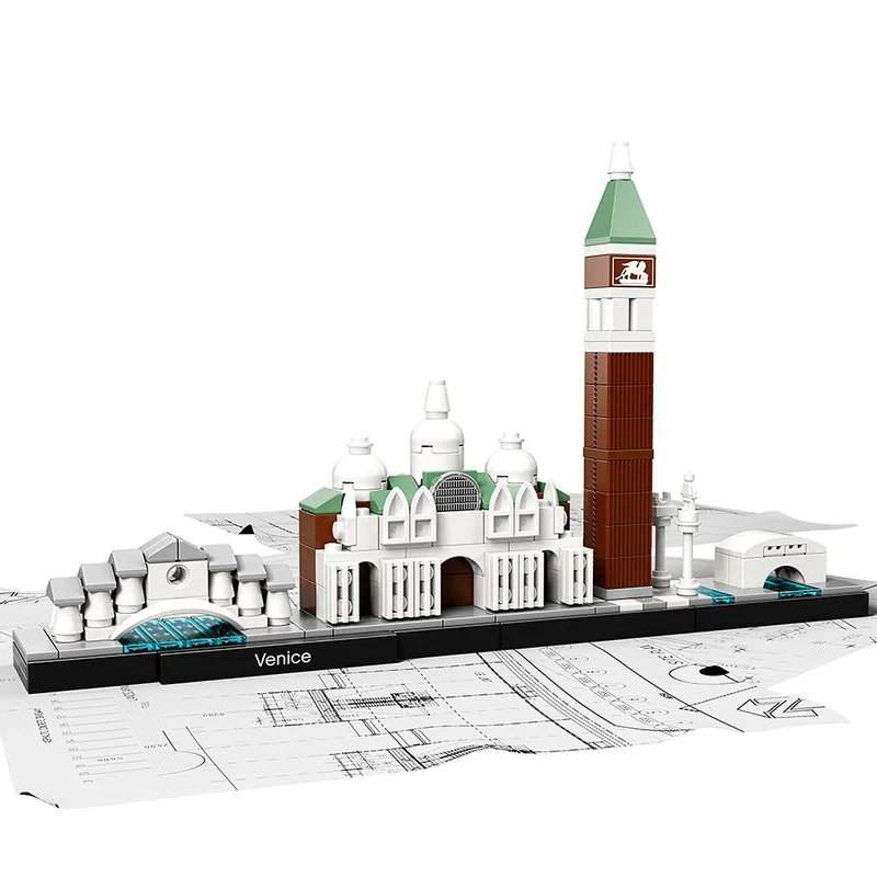 2023 New Creative 21026 Venice 21027 Berlin Architecture Building Blocks Bricks Toys For Adults Kid Art Home Decoration Gift