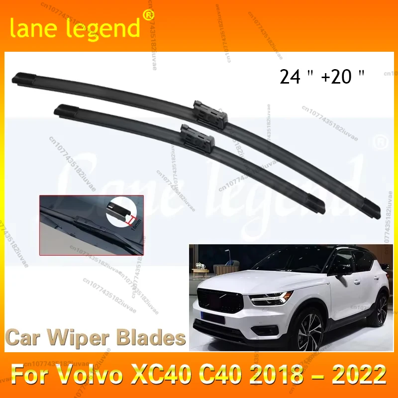 

For Volvo XC40 C40 2018 2019 2020 2021 2022 Front Windscreen Boneless Frameless Wiper Blades Rubber Cutter Cleaning Replacement