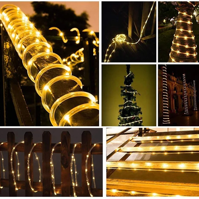شريط إضاءة ليد شمسي للحديقة ، شرائط إضاءة خارجية ، حبل شمسي ، مسار ، سطح السفينة ، حفل زفاف ، ديكور عيد الميلاد #4