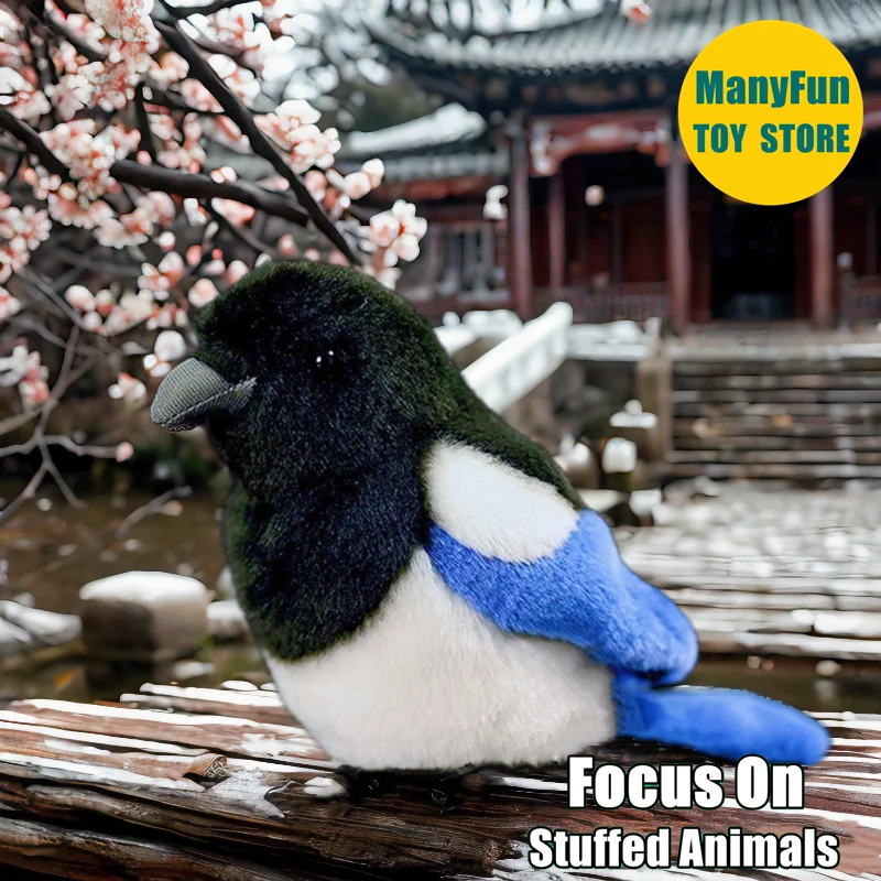 Juguete de peluche de urraca: animal relleno realista Blue Jay, peluche realista de Pica pica, regalo de muñeco de simulación de pájaro urraca