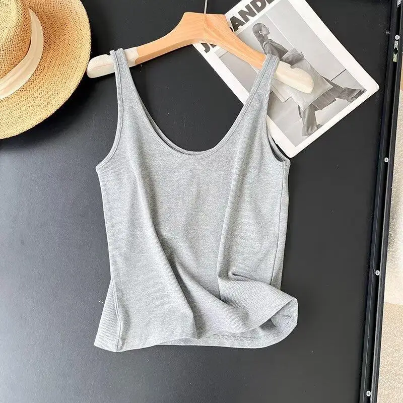 Donegirl 2024 Summer New Women Fashion U-neck Ribbing Sleeveless Vest Sling Basic Slim Casual Versatile Tank Tops Female Chic