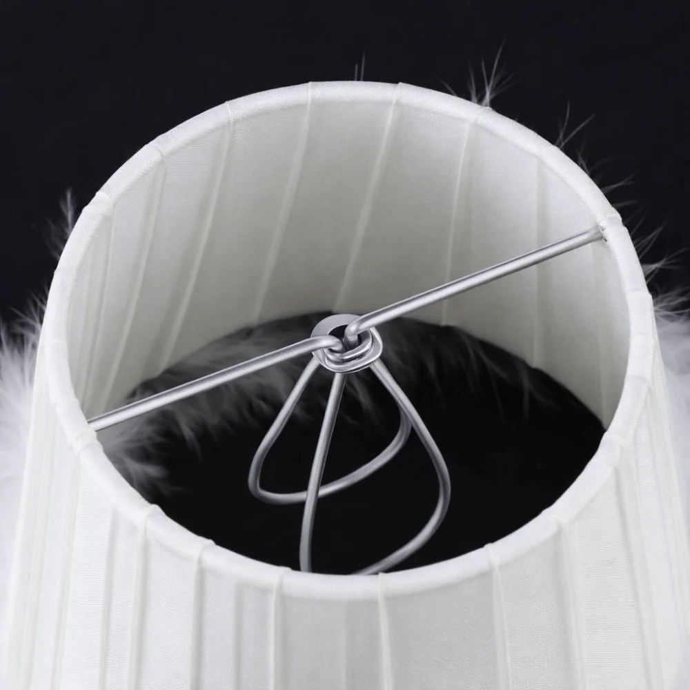 

Elegant White Fluffy Cloth Lampshade Fabric Handmade Pendant Lamp Shade Chandelier Lamp Cover Home Use