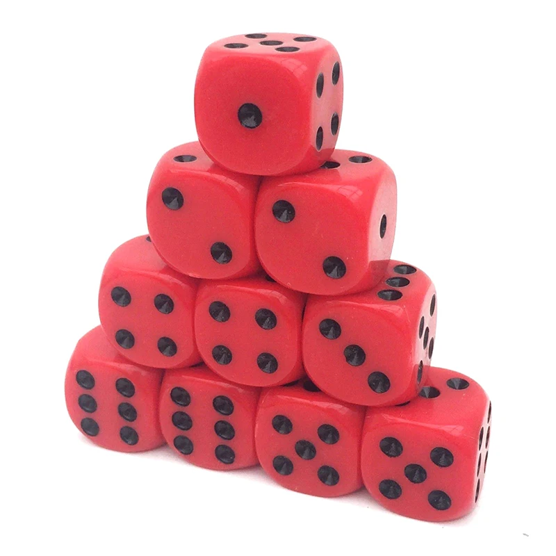 10Pcs High Quality 16mm Red Black Six Sided Spot D6 Playing Games Dice Set Opaque Dice For Bar Pub Club Party Board Game image 5