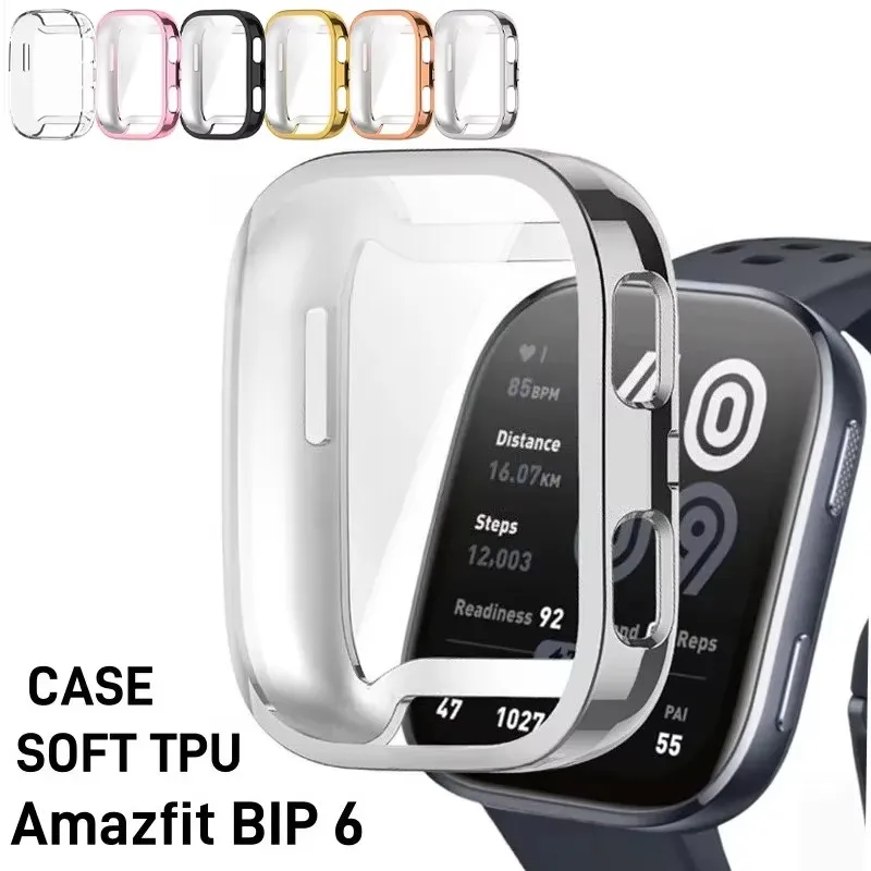 Fashion Protective Electroplated Transparent Cover Soft TPU Case for Amazfit Bip 6 Protective Full Screen Protector