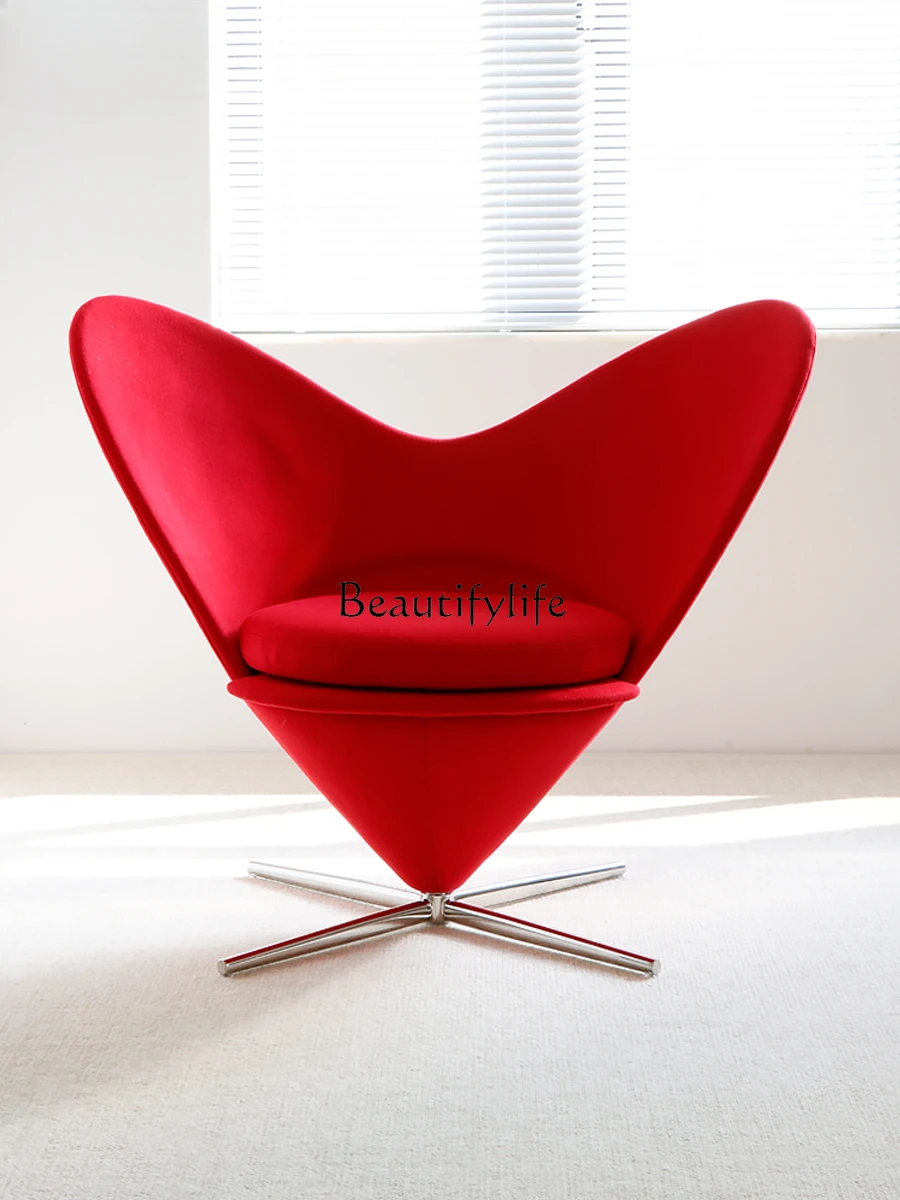 Designer Living Room Rotating Single Leisure Chair Art Couch Creative Heart-Shaped Chair Cosmetic Chair