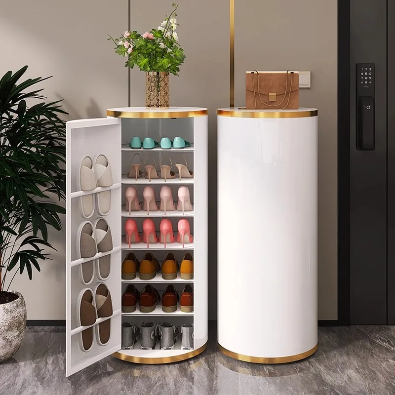 Large Capacity 360-Degree Rotating Shoe Cabinet Door Vertical Entrance Disinfection Deodorization Shoe Rack Space-Saving