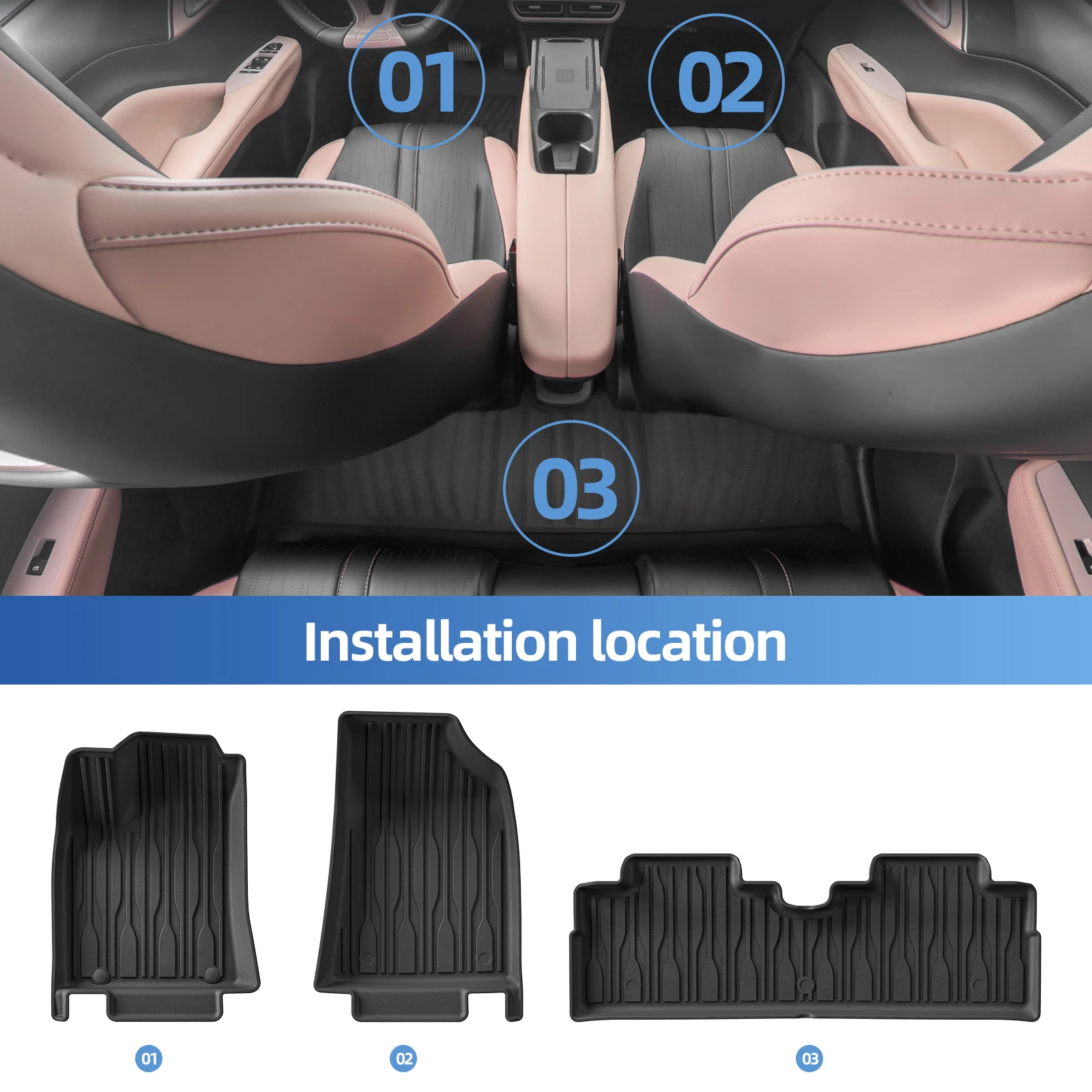 LUCKEASY Left Drive for BYD Seagull/Dolphin Surf 2025 2026 TPE 3D Car Floor Mats Cargo Trunk Pad Waterproof Accessories Black