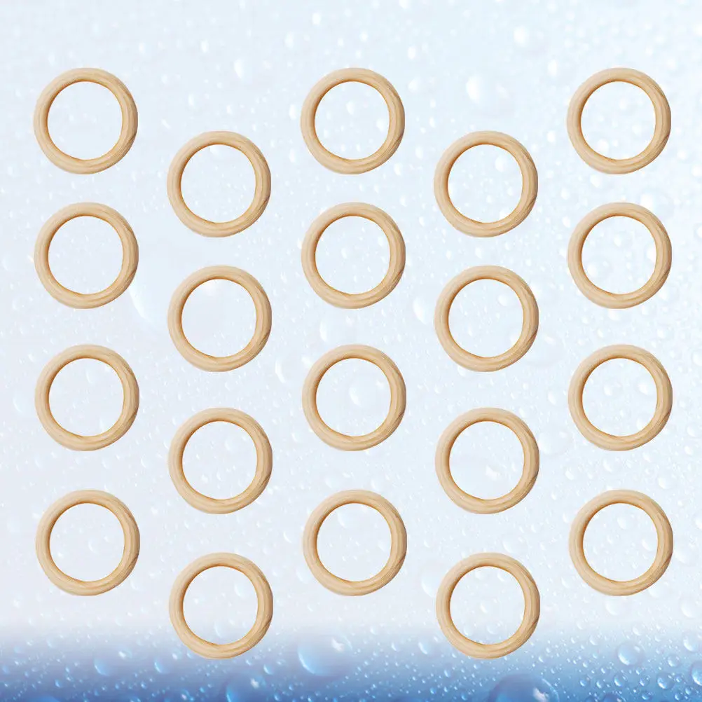 100Pcs 25Mm Premium Solid Wood Rings Smooth Finish Unpainted Craft Rings for DIY Jewelry Handbag Buckle Ring Ornament Painting
