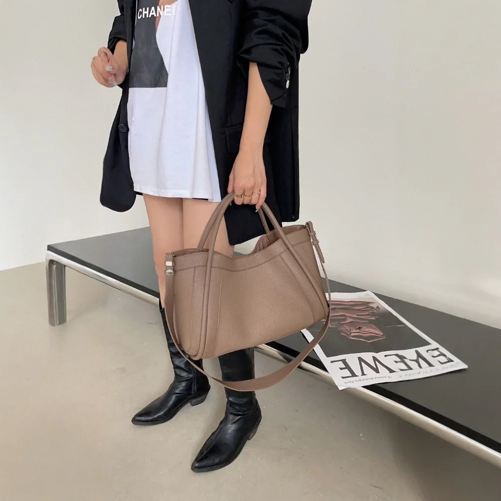 

Spring New Versatile Retro Lychee Pattern Commuter Shoulder Messenger Bag Vegetable Basket Handbag Large Capacity Versatile