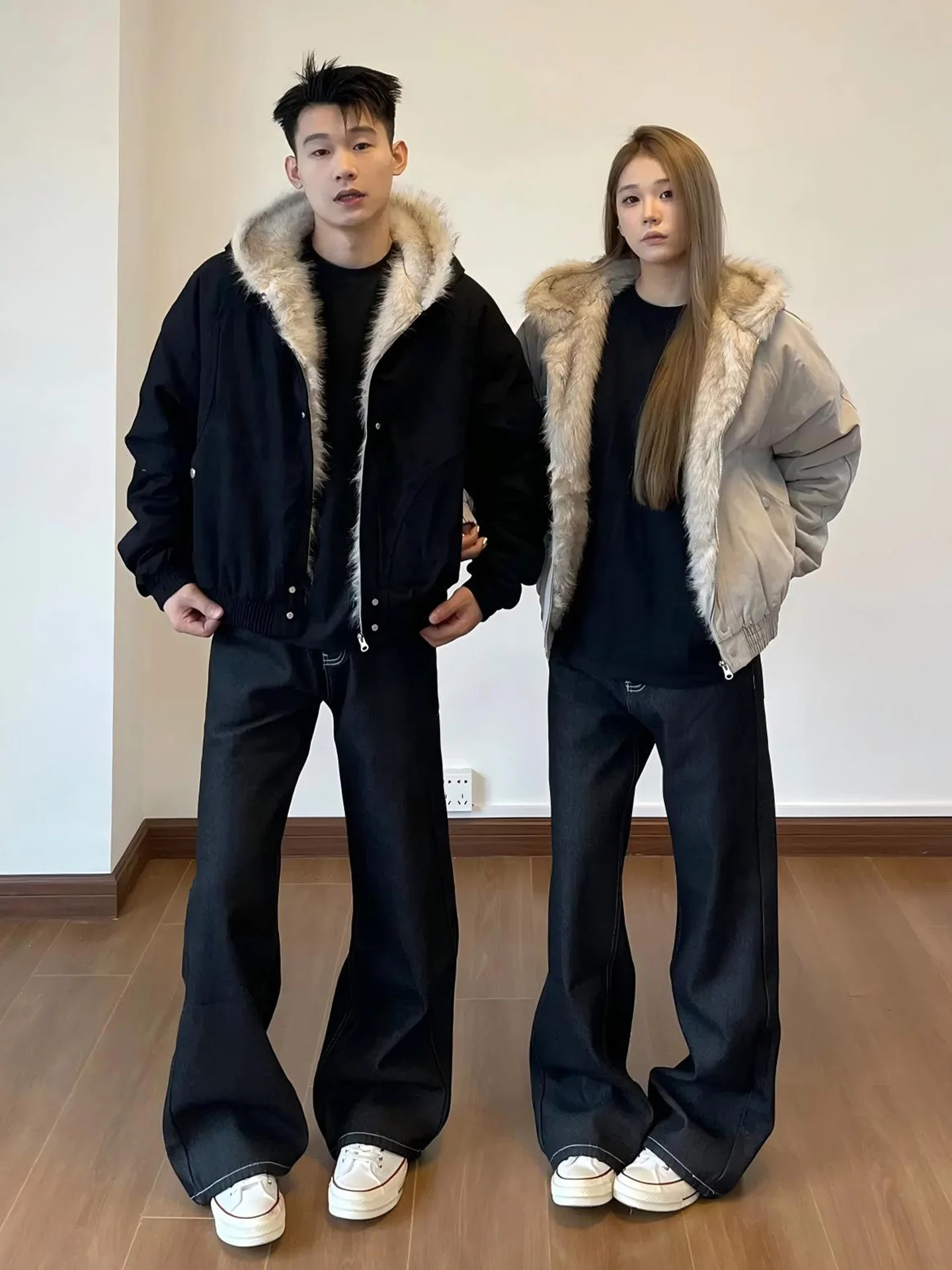 

Men's Hooded Jaet with Fur Collar Warm Windproof Thiened Cotton Padded Cleanfit Outerwear Casual Winter Coat for Teens