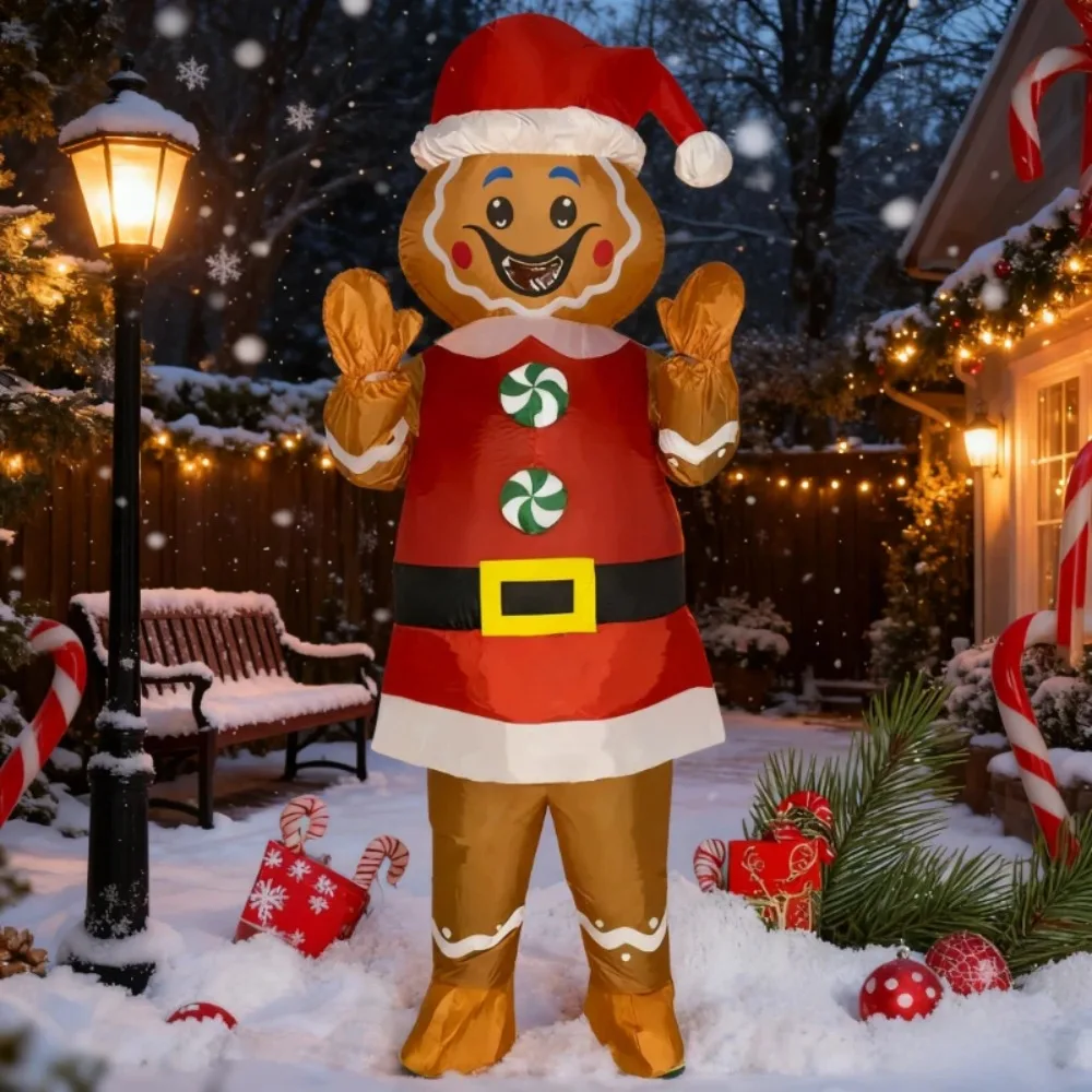 

Рождественский надувной костюм пряничного человечка, надувной пряничный человечек, надувной через воздух, забавное нарядное платье, вечеринка для косплея