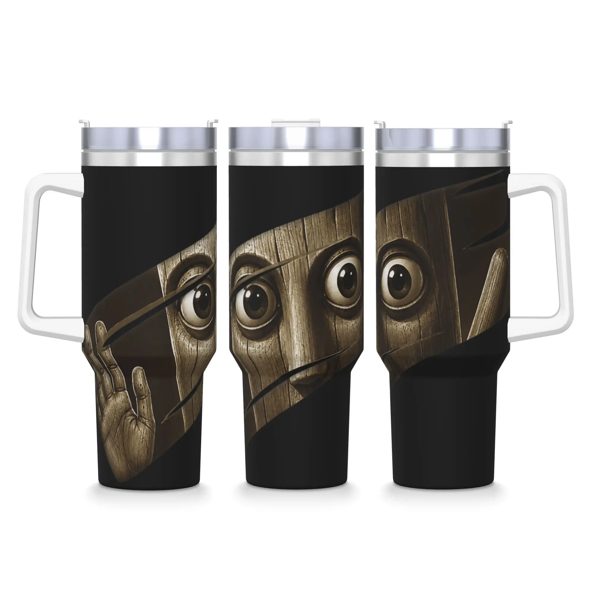 Stainless Steel Tumbler Tung Tung Sahur Peeking Through Funny Brainrot Meme Thermal Cups Hot Drinks Car Mugs Design Water Bottle