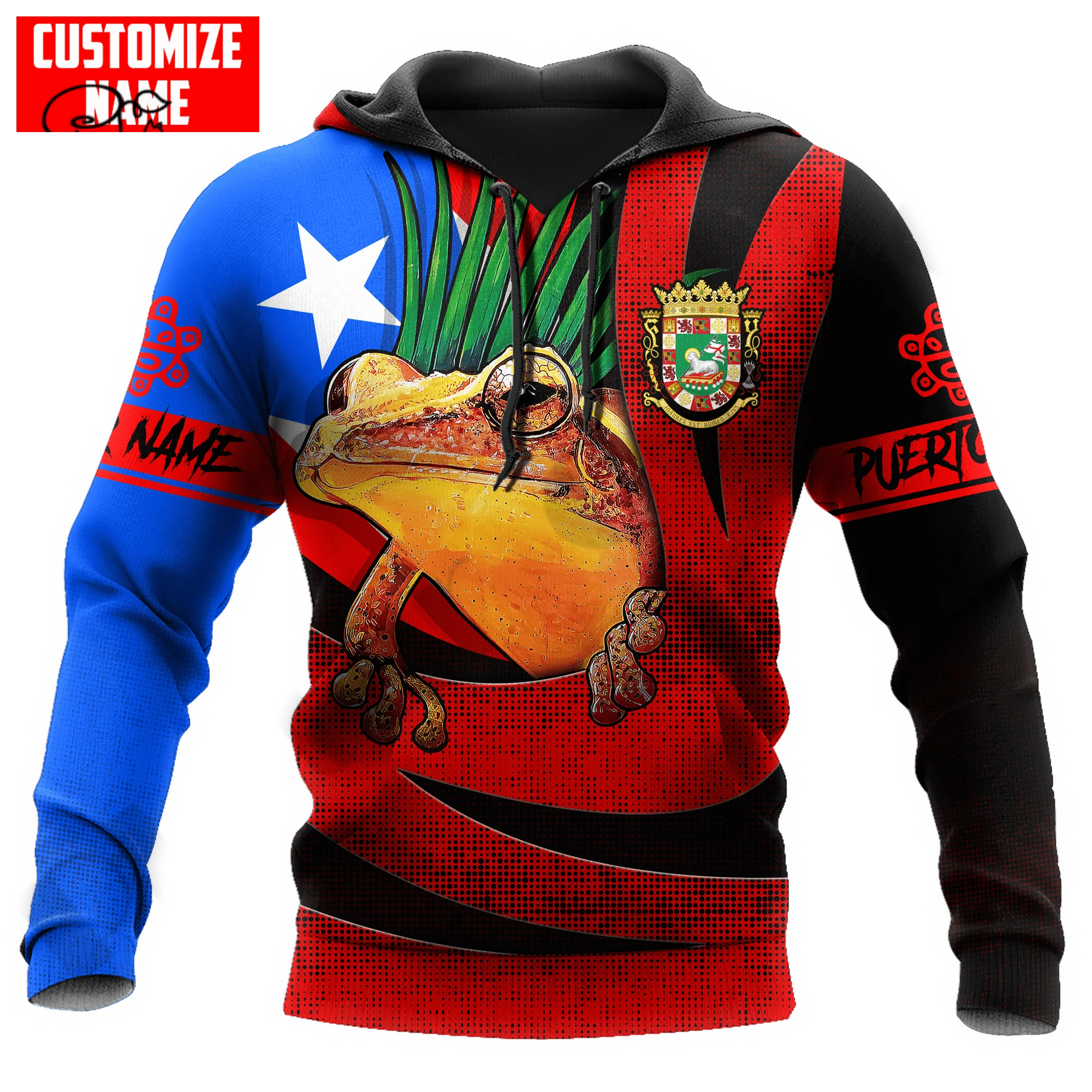 

PLstarCosmos 3Dprint Newest Puerto Rican Taino Custom Name Coqui Frog Art Harajuku Causal Unique Unisex Hoodies/Sweatshirt/Zip 2