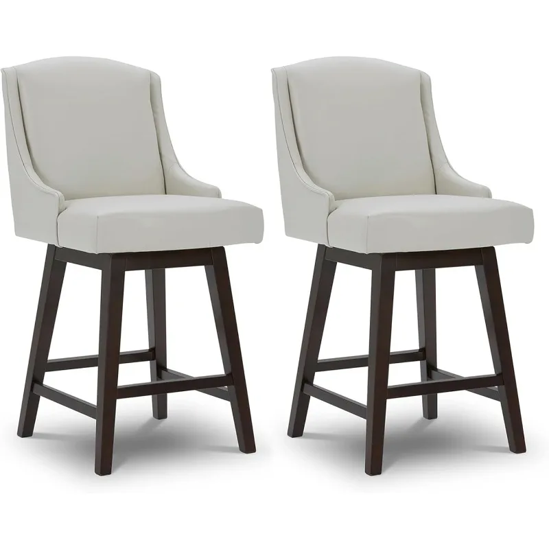 Altura do contador giratório bar fezes, tecido estofado bar fezes, conjunto de 2, 26 polegadas assento