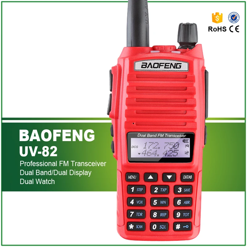 Hot sell Baofeng Red Colour Dual Band Two Way Radio UV-82 with earphone