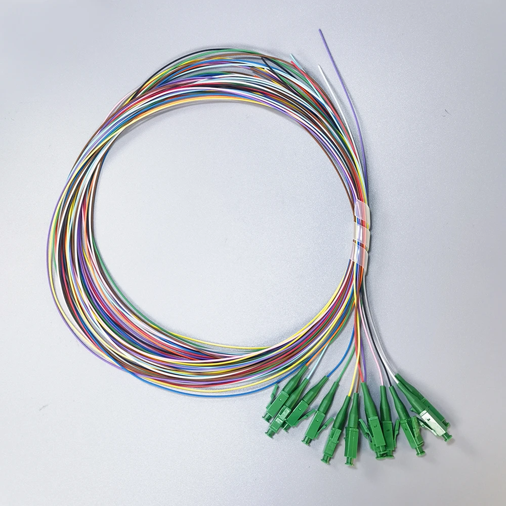 12-Core Bundle Pigtail Fiber Optical Colorful Pigtail LC/APC 0.9mm  1.5M FTTH Single Mode Simplex High Quality  Fiber Pigtail