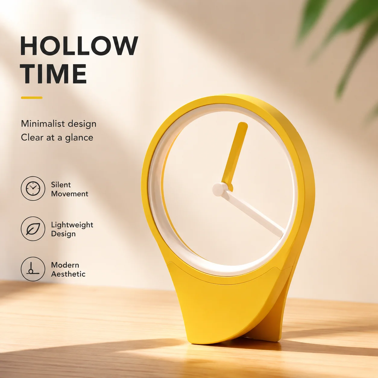 Modern Hollow Desk Clock Minimalist Silent Nordic Table Clock Creative Decorative Clock for Home Office Bedroom