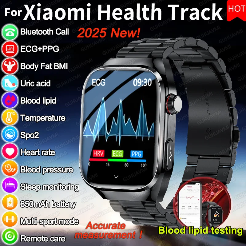 

For Xiaomi High-end Laser Detection Health HD Smart Watch Men ECG+PPG Precise BP Fat Uric acid Call Sports Pulse Tracking Watche