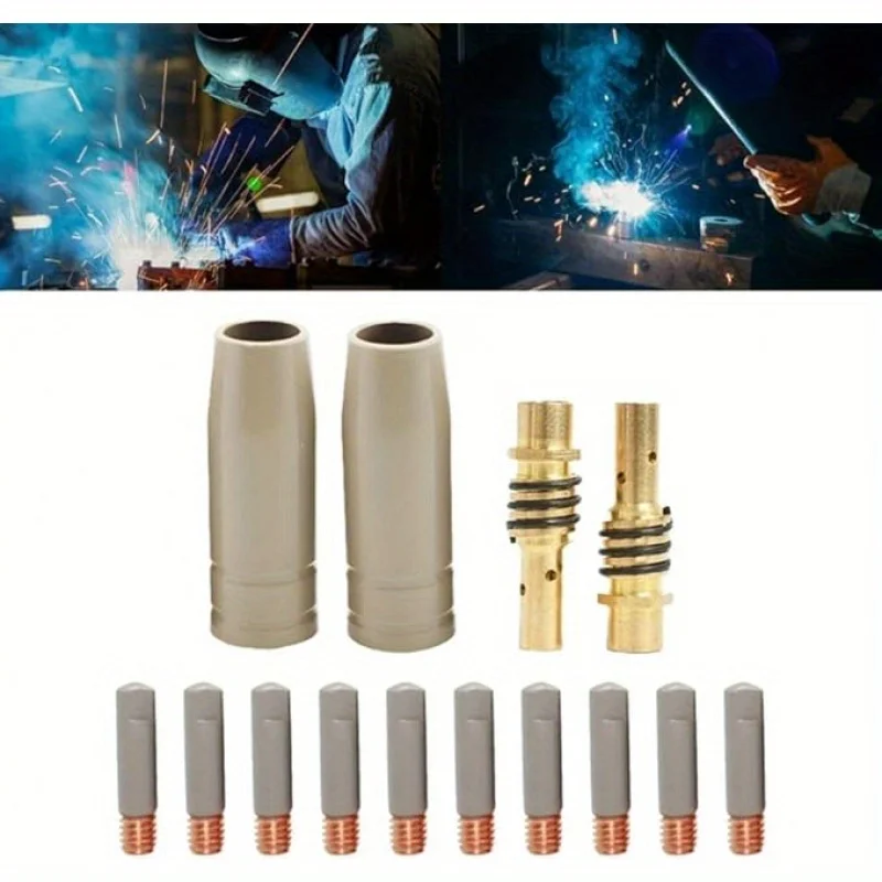 

9 шт. сопла MIG с покрытием 15AK — антипригарный шлак и термостойкий дизайн для безгазовой сварки (подходит для пальников ЕС/США, авиационного алюминия