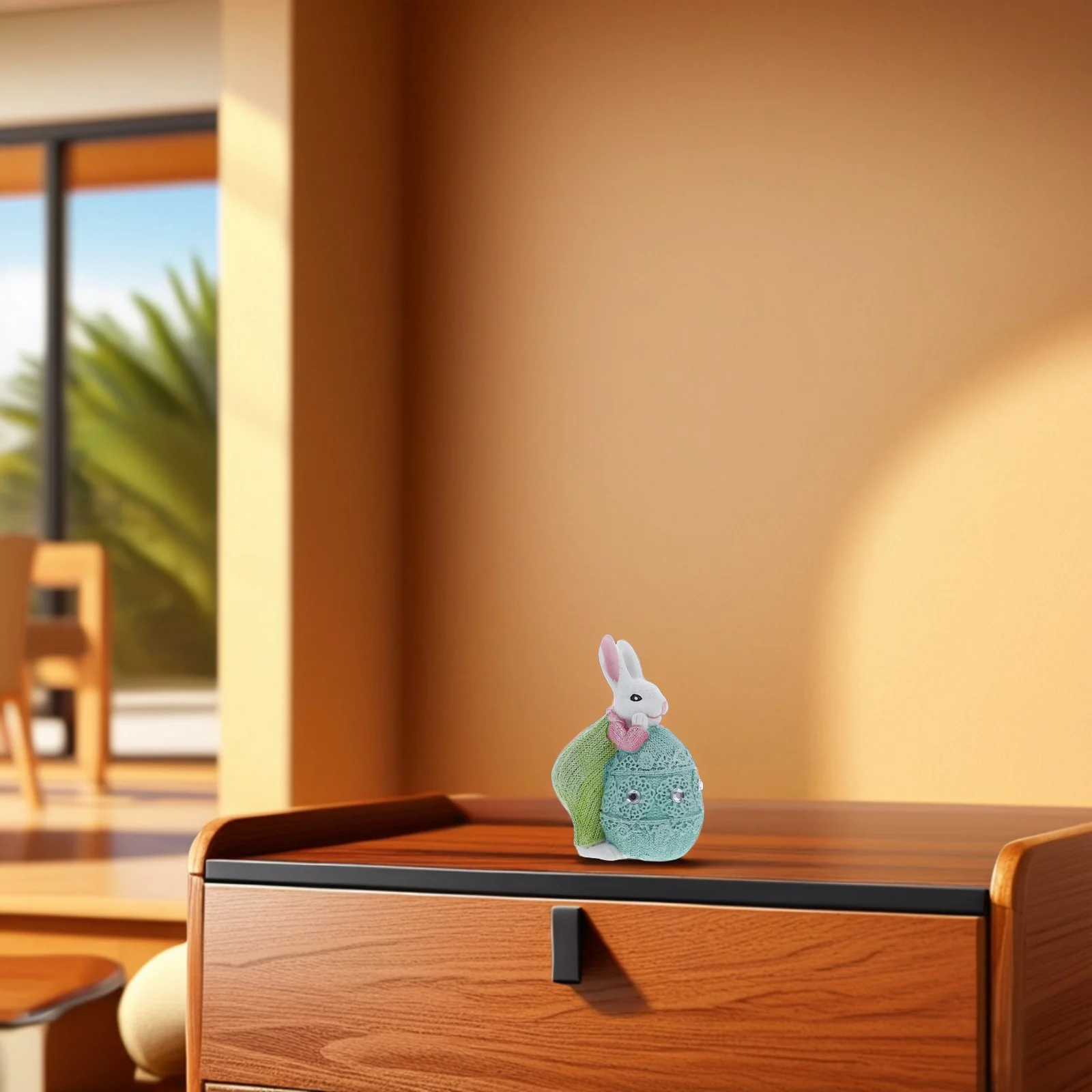 

Easter Bunny Resin Decoration Cute Rabbit Sculpture Desktop Ornament Living Room Easter Resin Figures Ornament