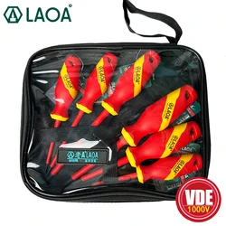 LAOA 1000V Insulated Screwdriver Sets VDE Slotted and Phillips Screwdrivers with Magnetic Slotted Phillips