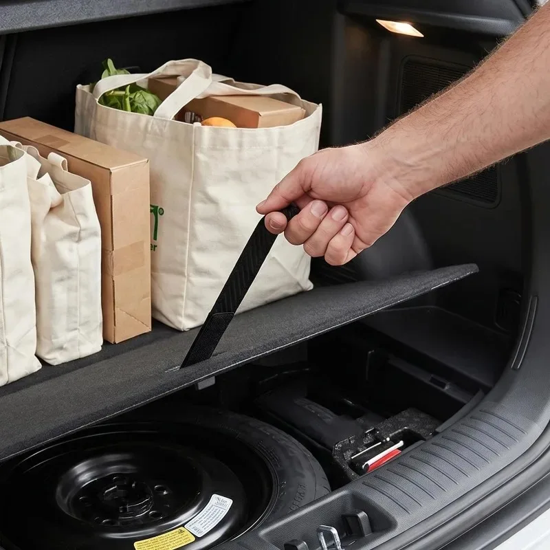 Durable Trunk Cover Pull Strap Lid Pull Rope Self-Adhesive Tape Hidden Thick Nylon Trunk Labor-Saving Handle for Tesla Model Y