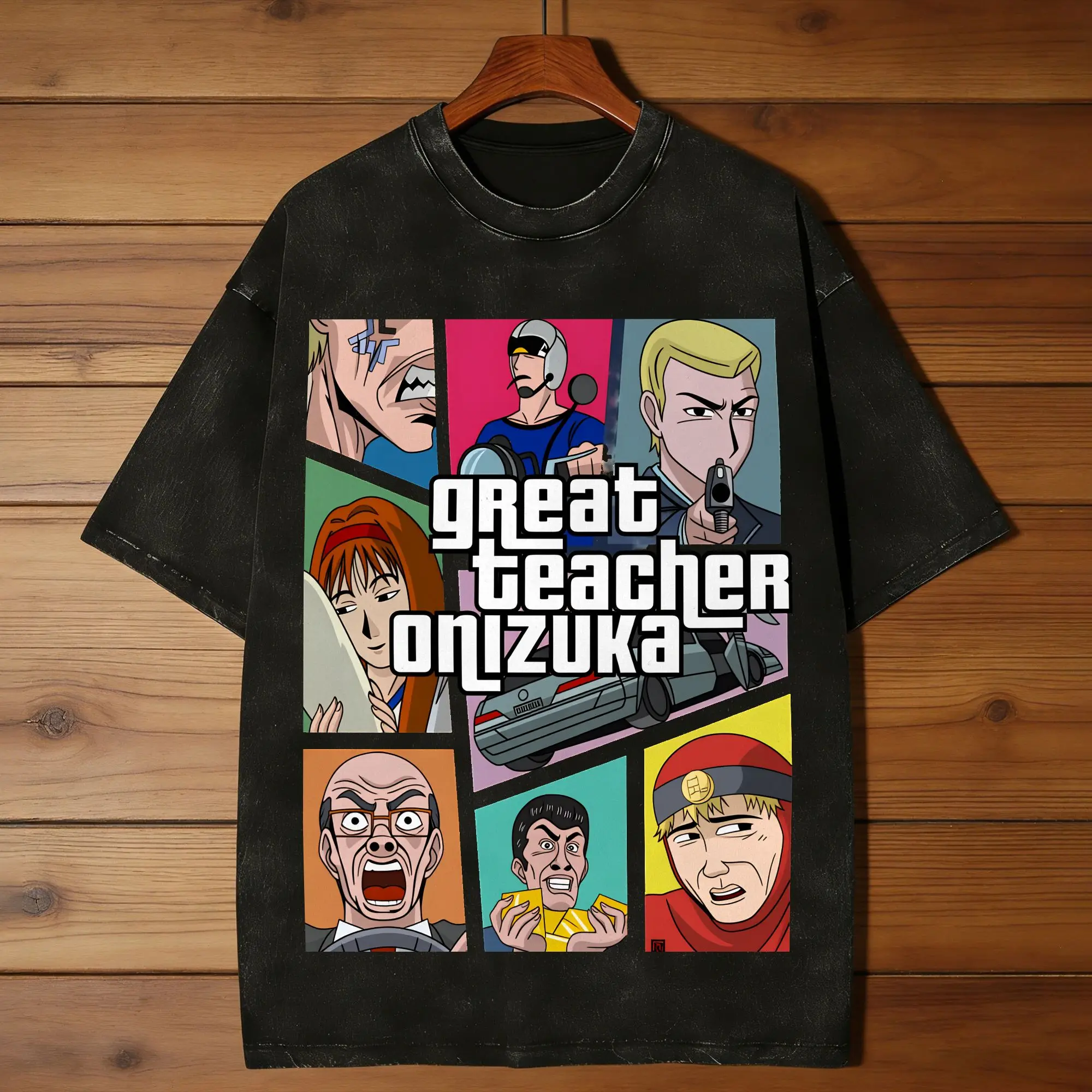 Man T Shirt GTO Anime Great Teacher Onizuka  Washed T Shirts Fashion  Summer Tees Y2K Basic Loose Cotton Tops New Arrival