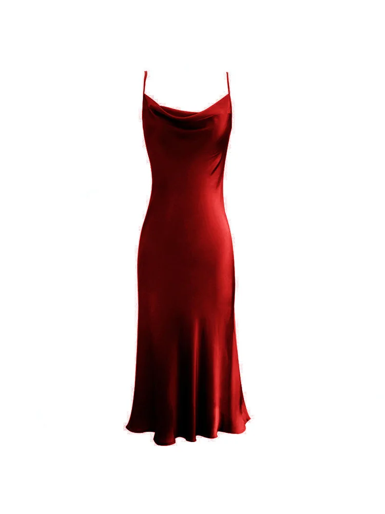 

Sexy Camisole Dress With Nightclub Style 2024 New Fashionable And Comfortable Burgundy Camisole Dress