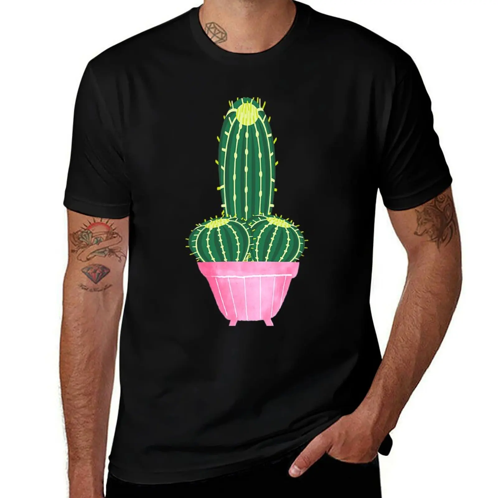 Provocative Penis Cactus T-Shirt Simple Line Art Print Tee